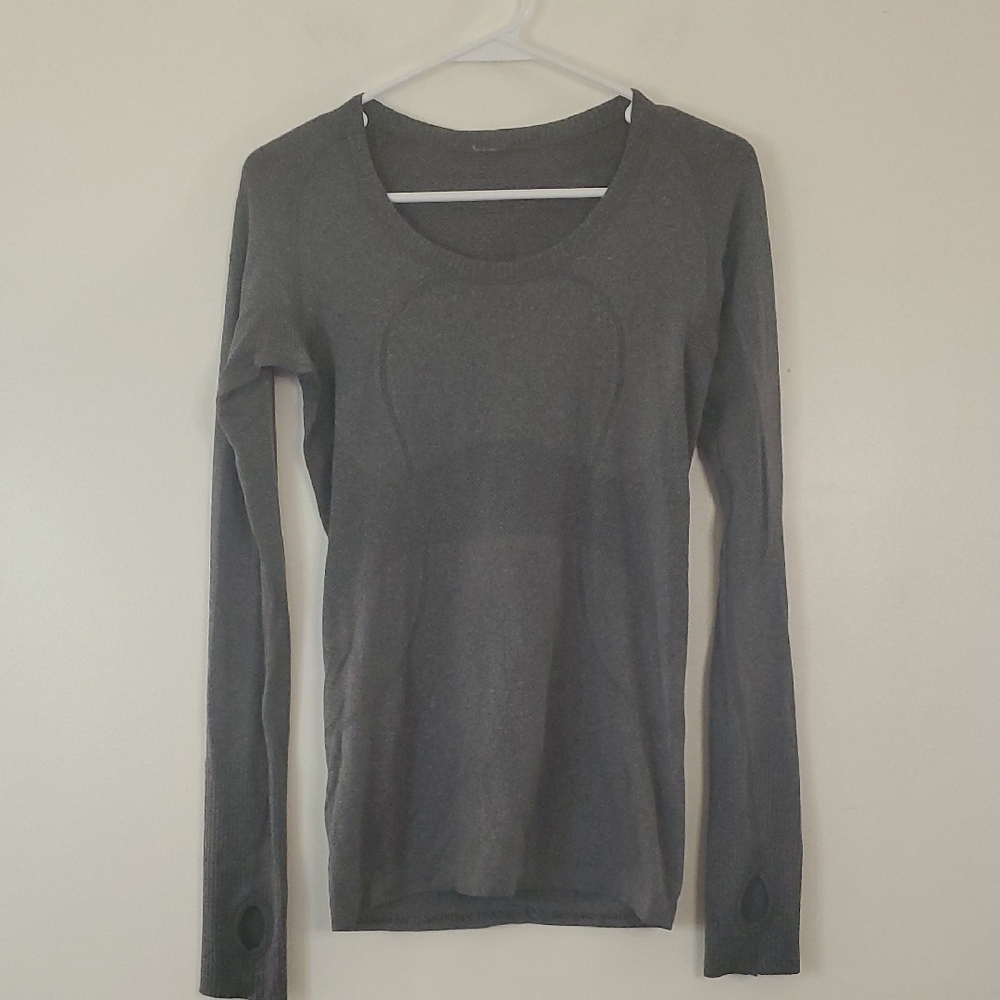 Lululemon Swiftly Tech Longsleeve Top Size 6 Grey Run Athletic Shirt Womens
